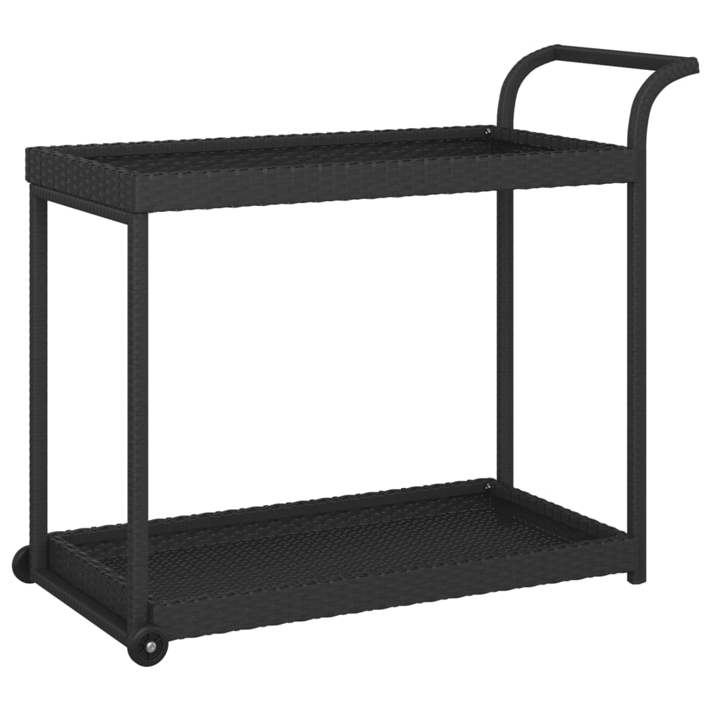 vidaXL Bar Cart Black 39.4"x17.7"x32.7" Poly Rattan