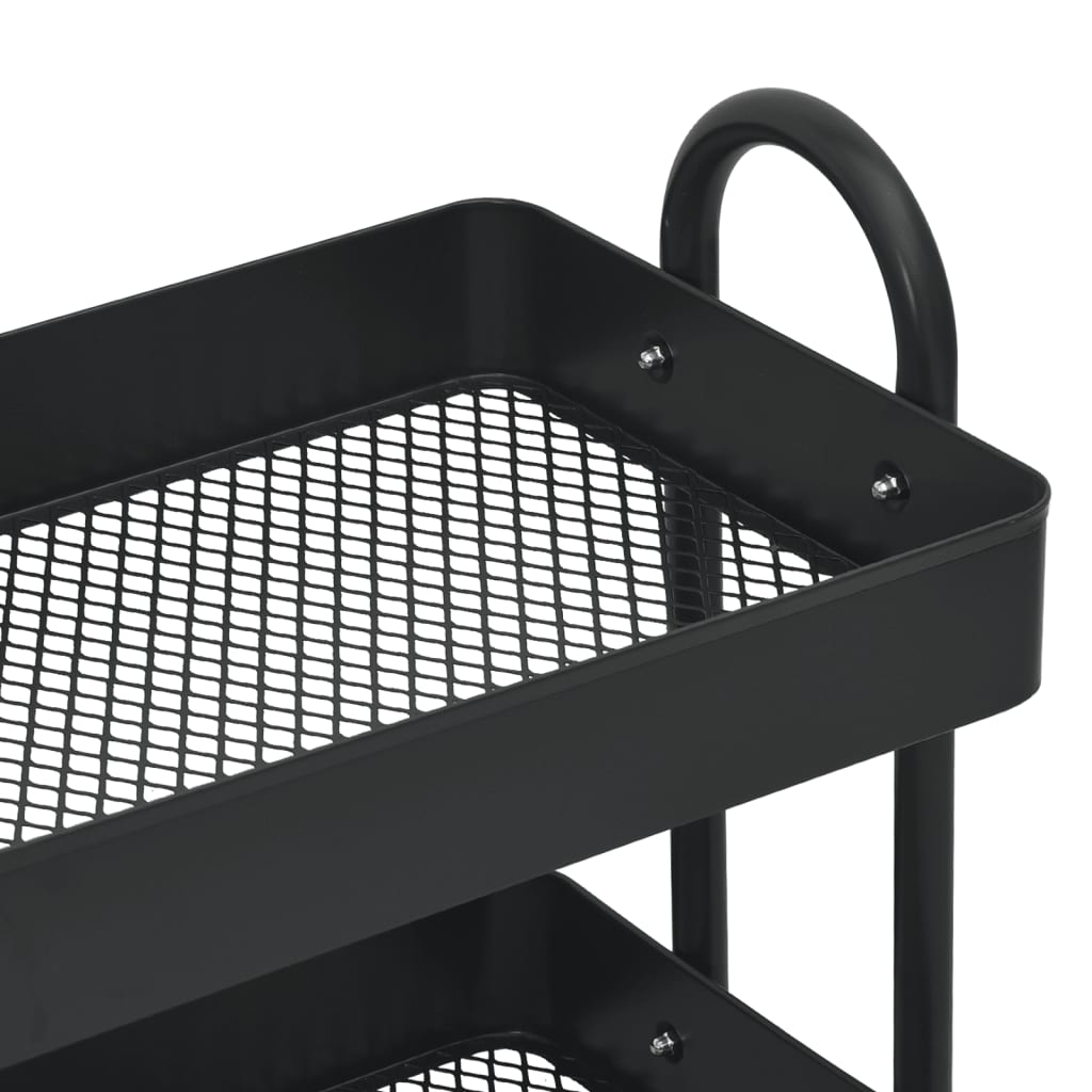 vidaXL 3-Tier Trolley Black 16.9"x13.4"x31.1" Steel