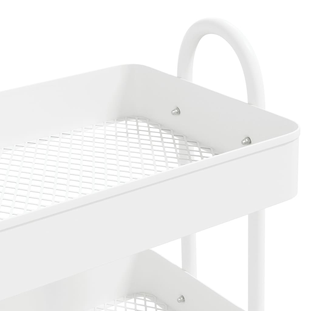 vidaXL 3-Tier Trolley White 16.9"x13.4"x31.1" Steel