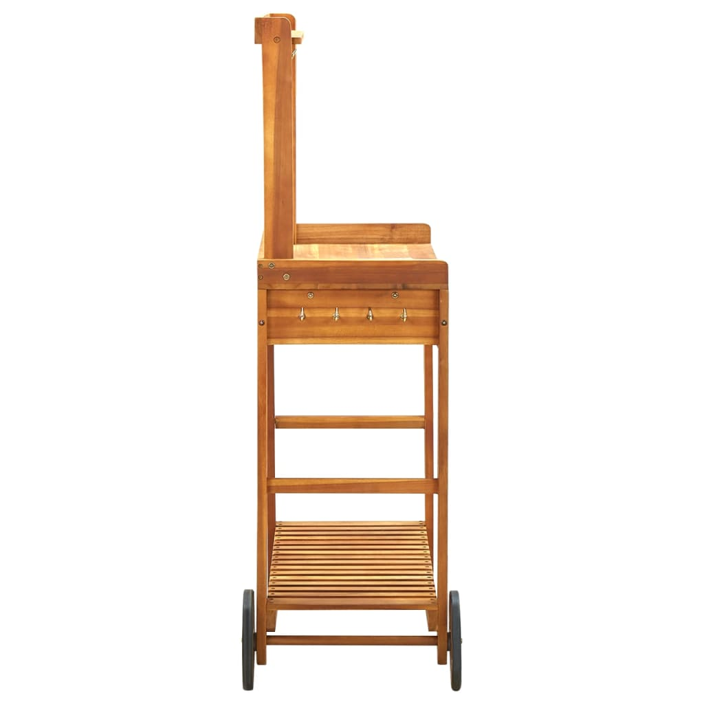 vidaXL Garden Kitchen Trolley Solid Acacia Wood 36.2"x17.1"x55.7"