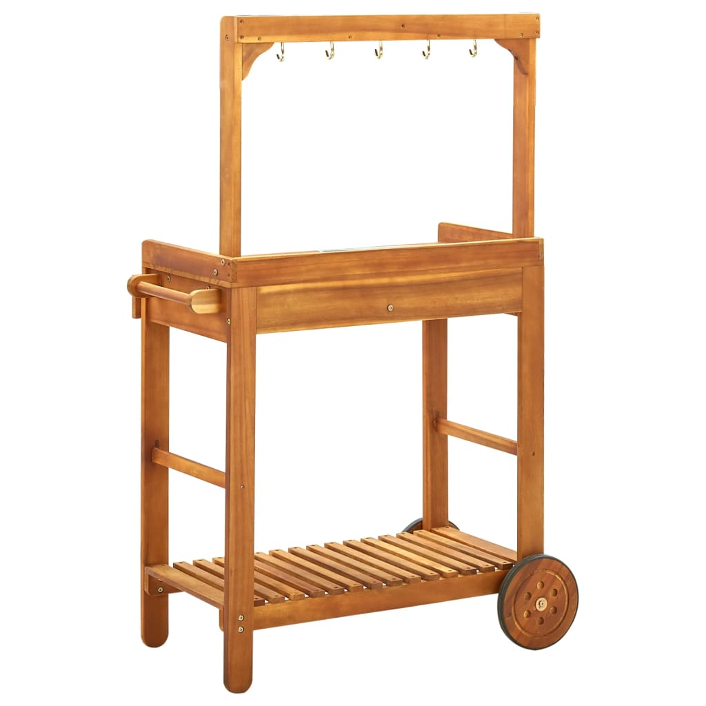 vidaXL Garden Kitchen Trolley Solid Acacia Wood 36.2"x17.1"x55.7"
