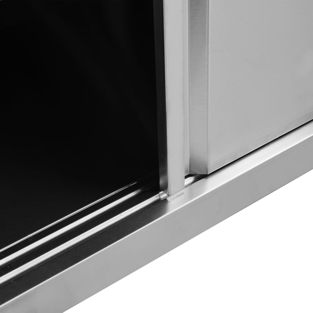 vidaXL Work Table with Sliding Doors 39.4"x19.7"x(37.4"-38.2") Stainless Steel