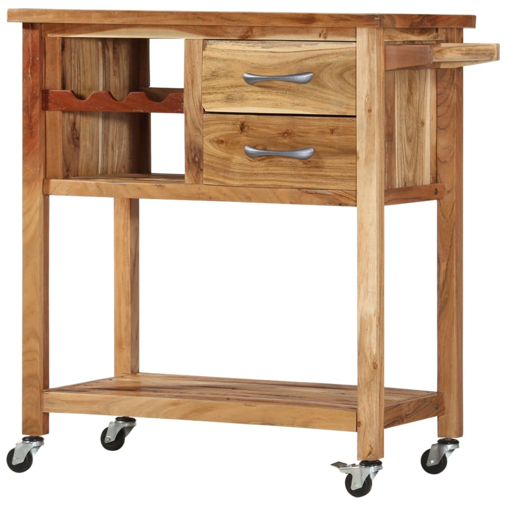 vidaXL Kitchen Trolley 31.5"x17.7"x35.8" Solid Wood Acacia