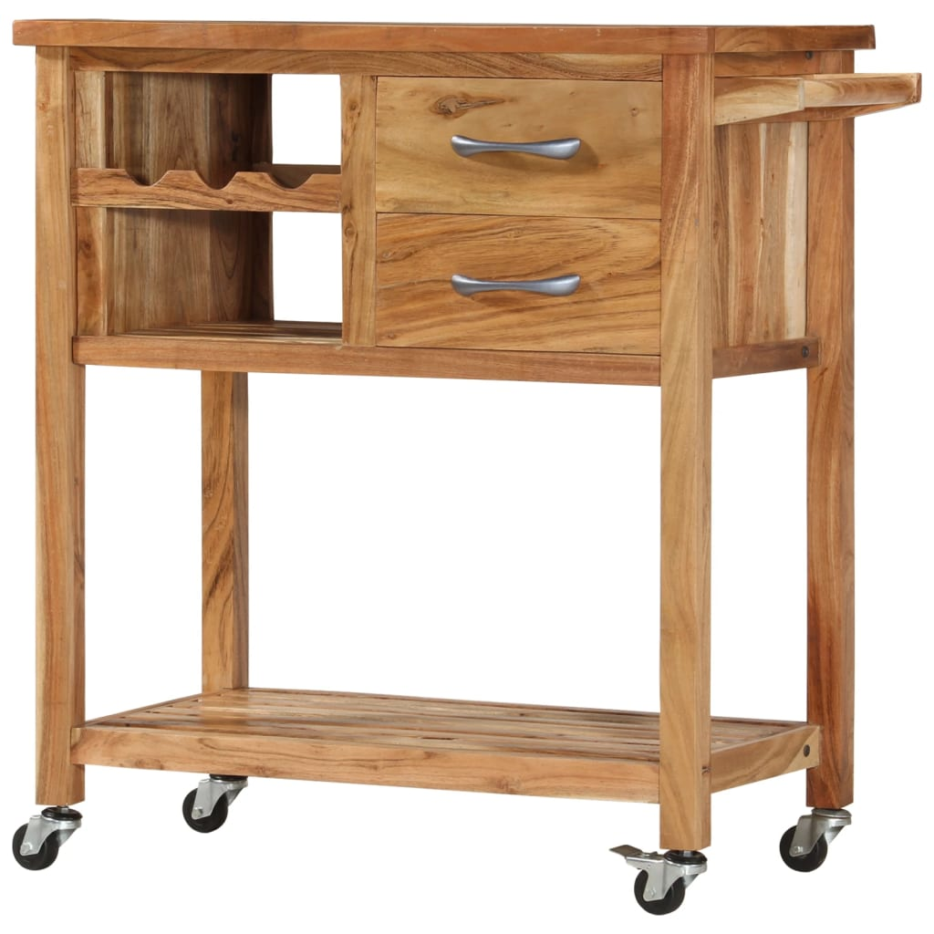 vidaXL Kitchen Trolley 31.5"x17.7"x35.8" Solid Wood Acacia