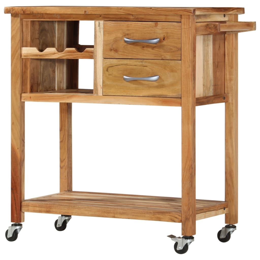 vidaXL Kitchen Trolley 31.5"x17.7"x35.8" Solid Wood Acacia