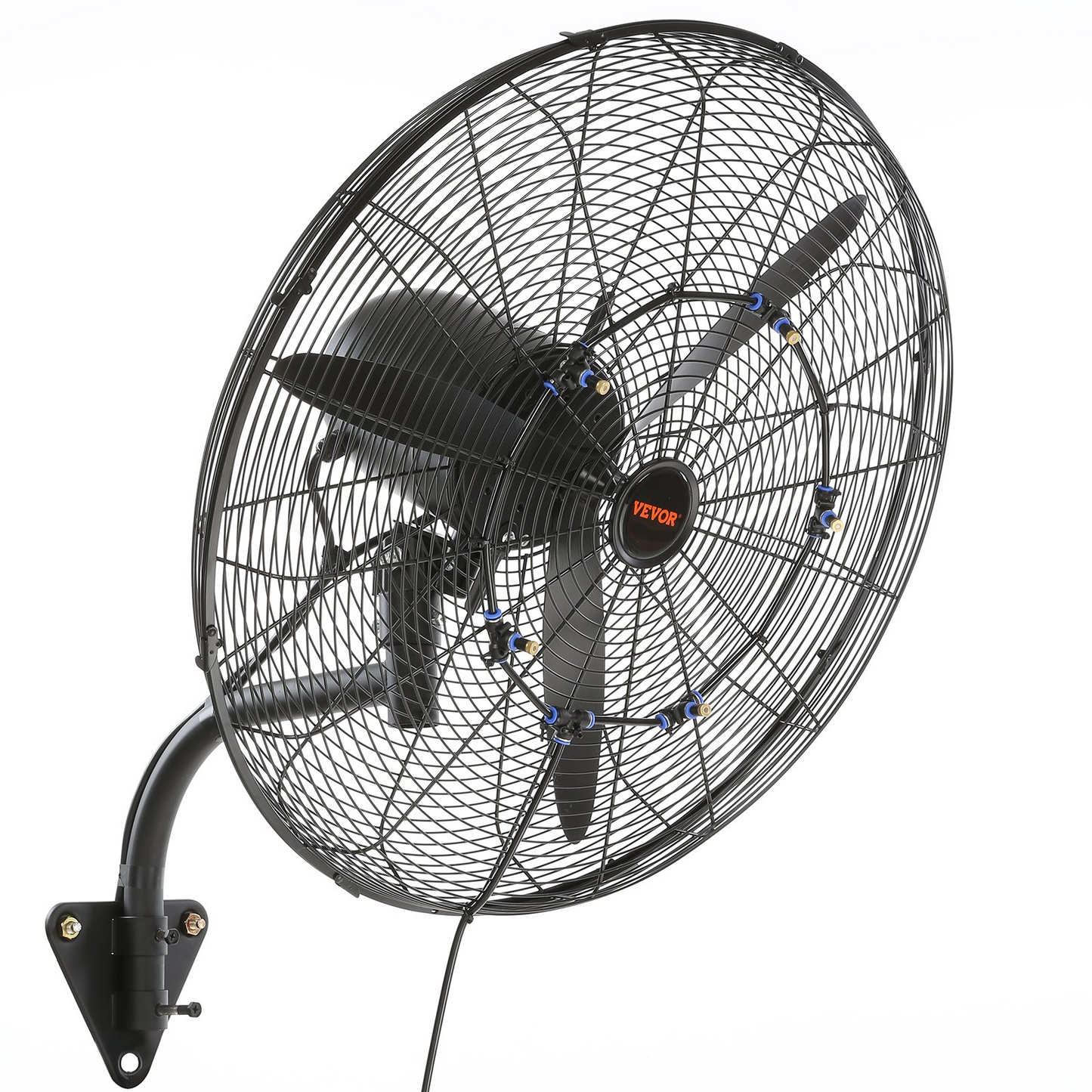 VEVOR Wall-Mount Misting Fan, 24 Inch, 3-speed High Velocity Max. 7000 CFM, Waterproof Oscillating Industrial Wall Fan, Commercial or Residential for Warehouse, Greenhouse, Workshop, Black, ETL Listed