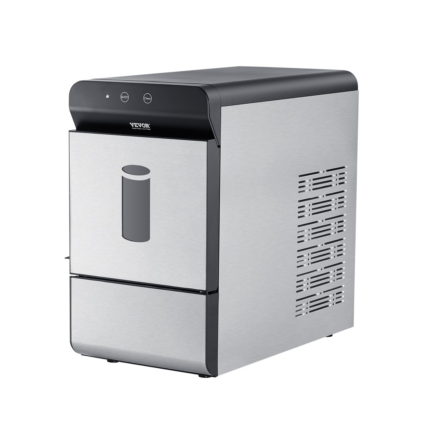 VEVOR Countertop Ice Maker, 37lbs in 24Hrs, Auto Self-Cleaning Portable Ice Maker with Ice Scoop, Basket and Drainpipe, 2 Ways Water Refill Stainless Steel Ice Machine for Home Kitchen Office Party