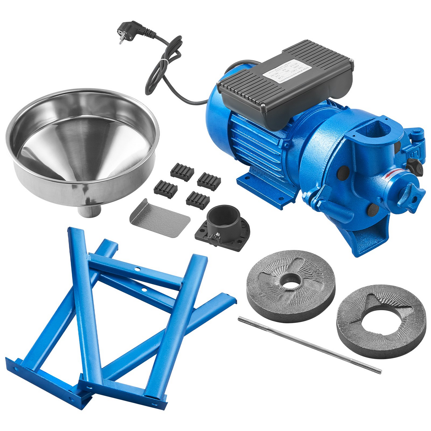 VEVOR Electric Grain Mill Grinder, 1500W 110V Spice Grinders, Commercial Corn Mill with Funnel, Thickness Adjustable Powder Machine, Heavy Duty Feed Flour Cereal Mill Wheat Grinders, Dry & Wet Grinder