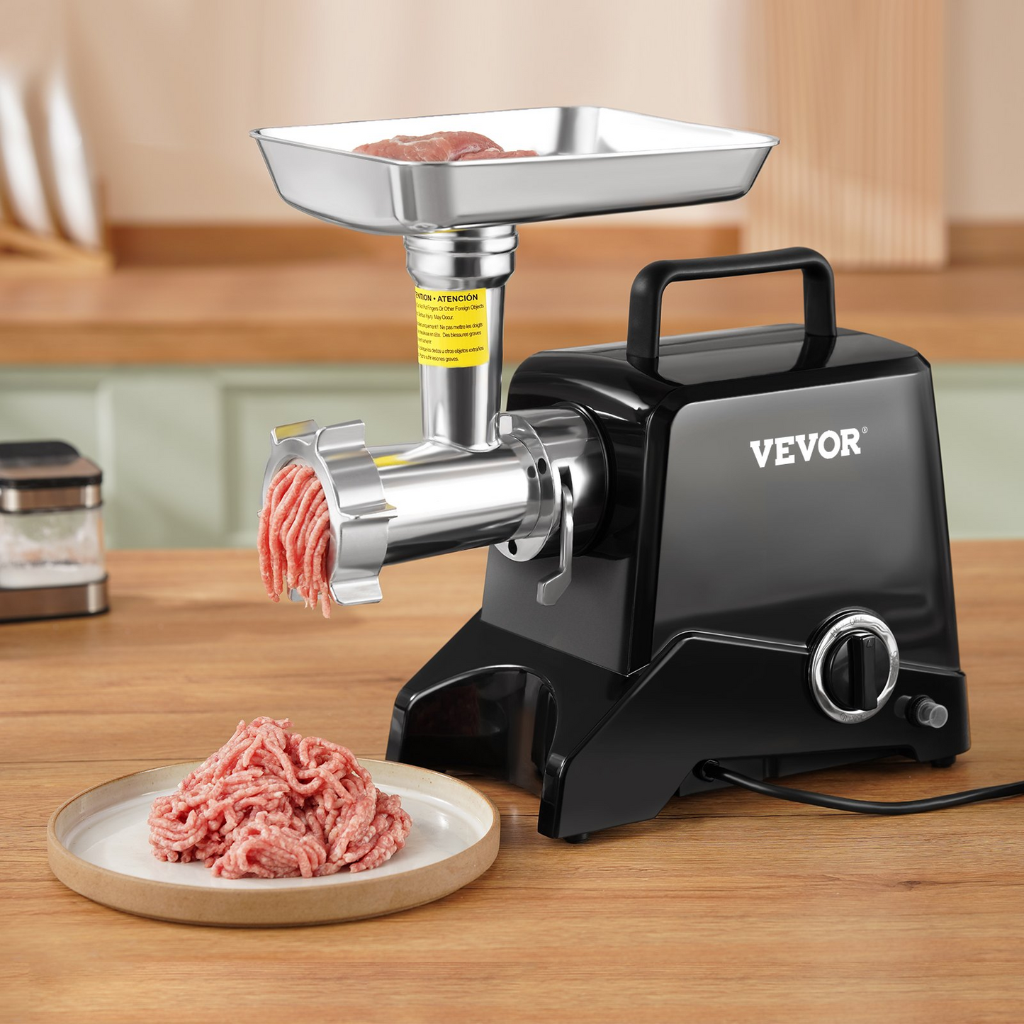 VEVOR Electric Meat Grinder, 419 Lb/H Capacity, 575W(1100W MAX) Industrial Meat Mincer w/ 2 Blade, 3 Grinding Plates, Sausage Maker Die-cast Aluminum Commercial Meat Grinder, ETL Listed