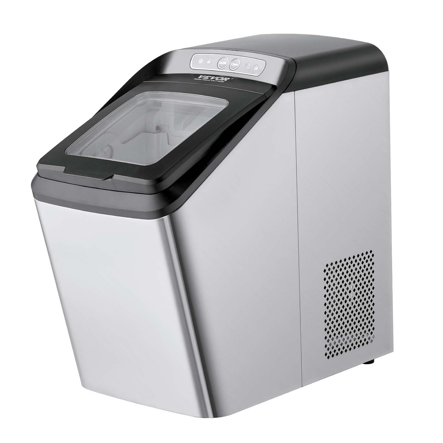 VEVOR Countertop Ice Maker, 30lbs in 24Hrs, Auto Self-Cleaning Portable Ice Maker with Ice Scoop, Basket and Drainpipe, 2 Ways Water Refill Stainless Steel Ice Machine for Home Kitchen Office Party