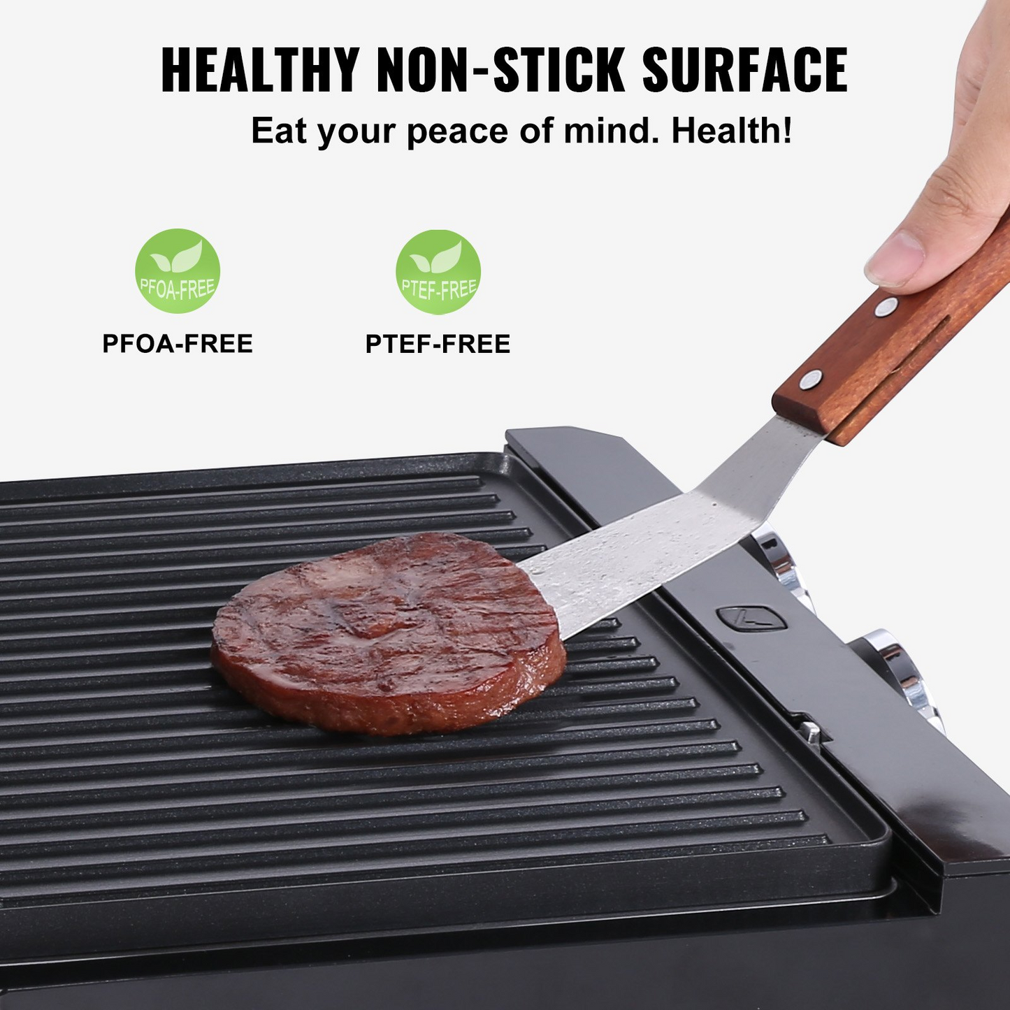 VEVOR Commercial Electric Griddle, 14.5" 1500W Indoor Countertop Grill, Stainless Steel Restaurant Teppanyaki Grill with Non Stick Iron Cooking Plate, 0-446℉ Adjustable Temperature Control, 120V