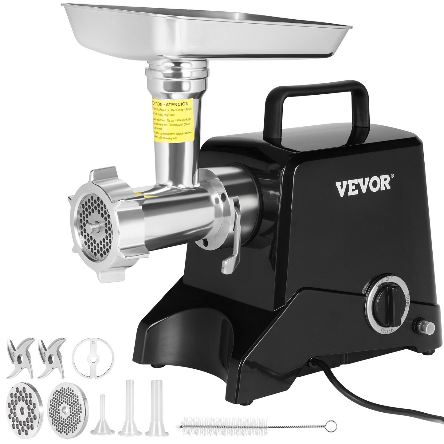 VEVOR Electric Meat Grinder, 419 Lb/H Capacity, 575W(1100W MAX) Industrial Meat Mincer w/ 2 Blade, 3 Grinding Plates, Sausage Maker Die-cast Aluminum Commercial Meat Grinder, ETL Listed