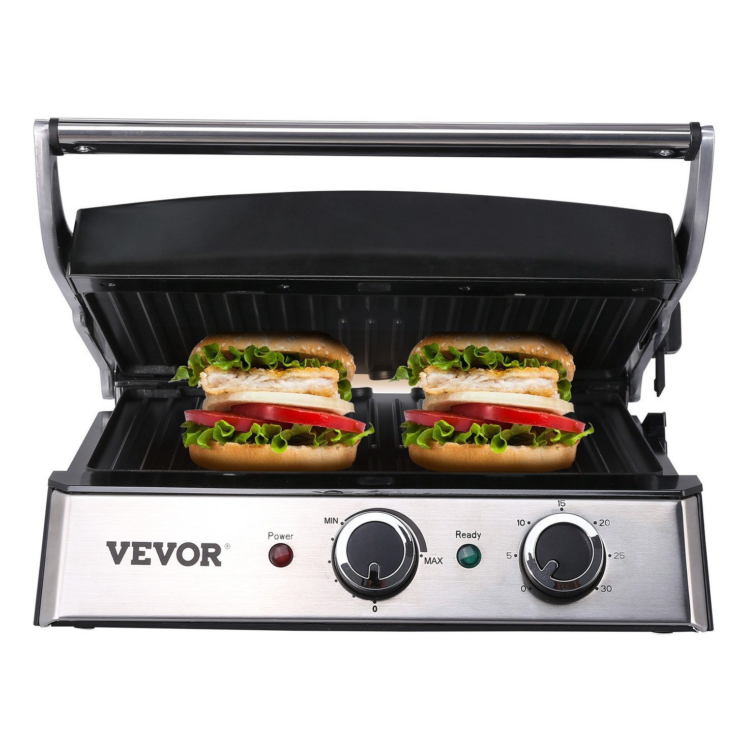 VEVOR Commercial Electric Griddle, 14.5" 1500W Indoor Countertop Grill, Stainless Steel Restaurant Teppanyaki Grill with Non Stick Iron Cooking Plate, 0-446℉ Adjustable Temperature Control, 120V