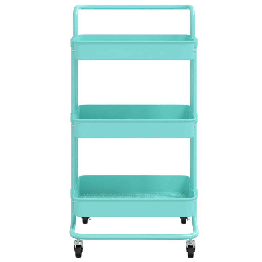 vidaXL 3-Tier Kitchen Trolley Turquoise 16.5"x13.8"x33.5" Iron and ABS