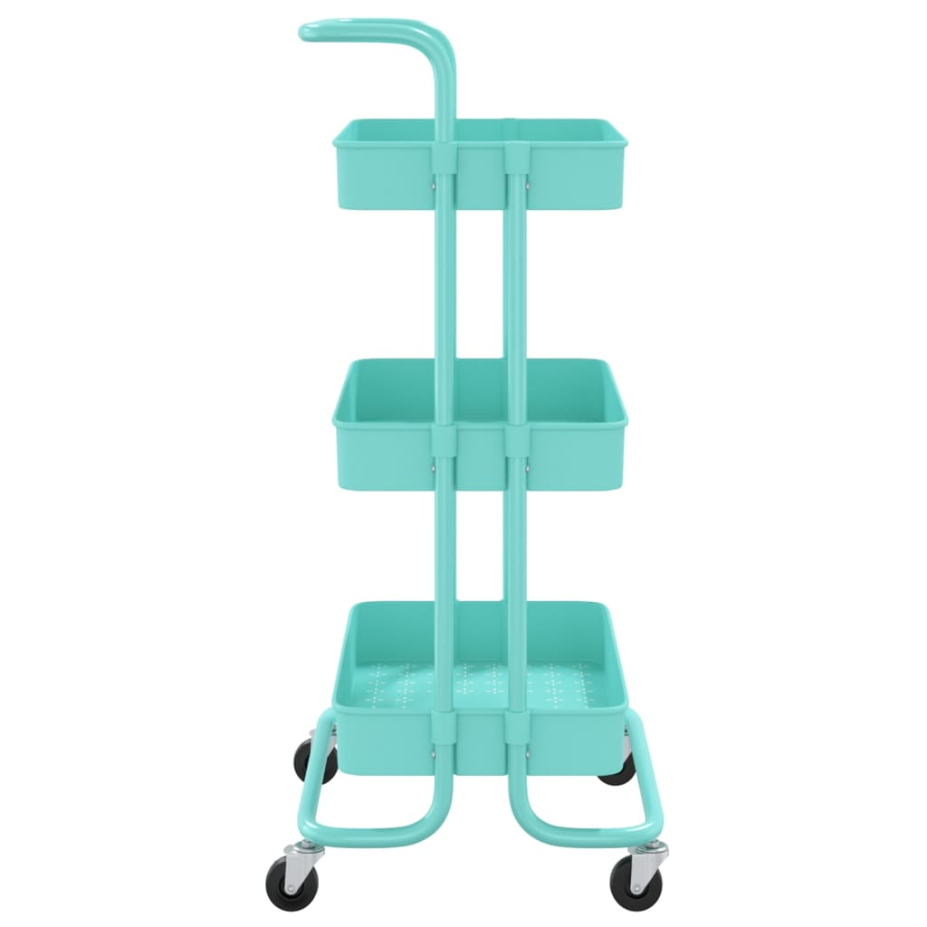 vidaXL 3-Tier Kitchen Trolley Turquoise 16.5"x13.8"x33.5" Iron and ABS