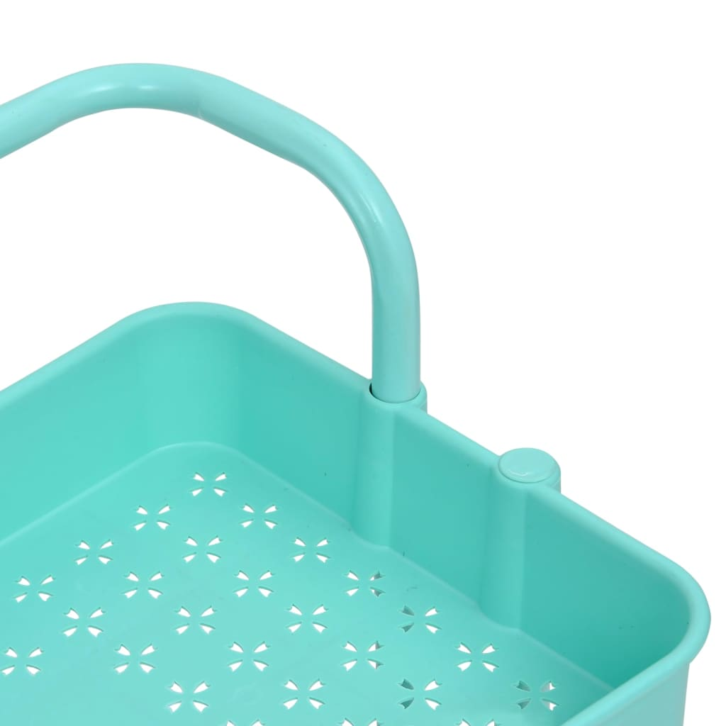 vidaXL 3-Tier Kitchen Trolley Turquoise 16.5"x13.8"x33.5" Iron and ABS