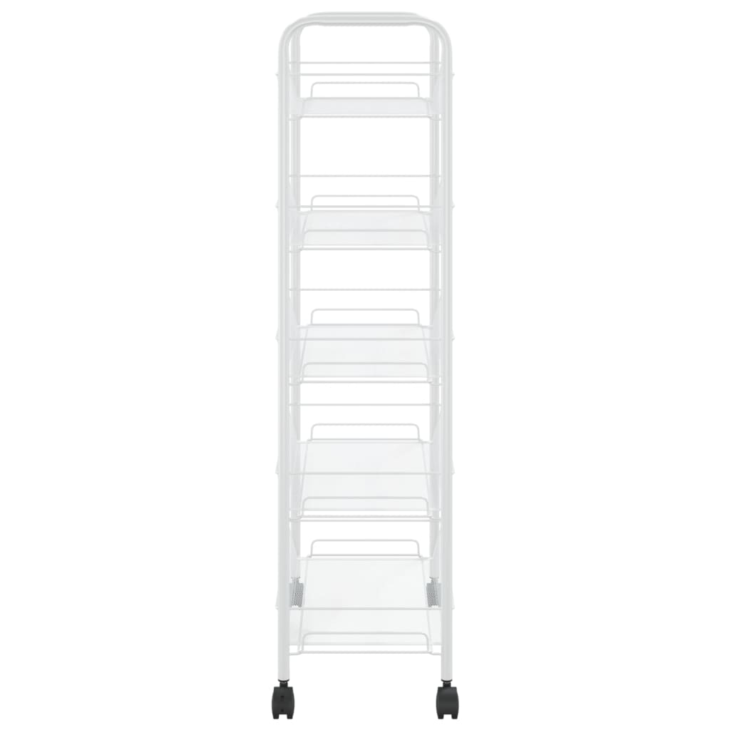 vidaXL 5-Tier Kitchen Trolley White 18.1"x10.2"x41.3" Iron