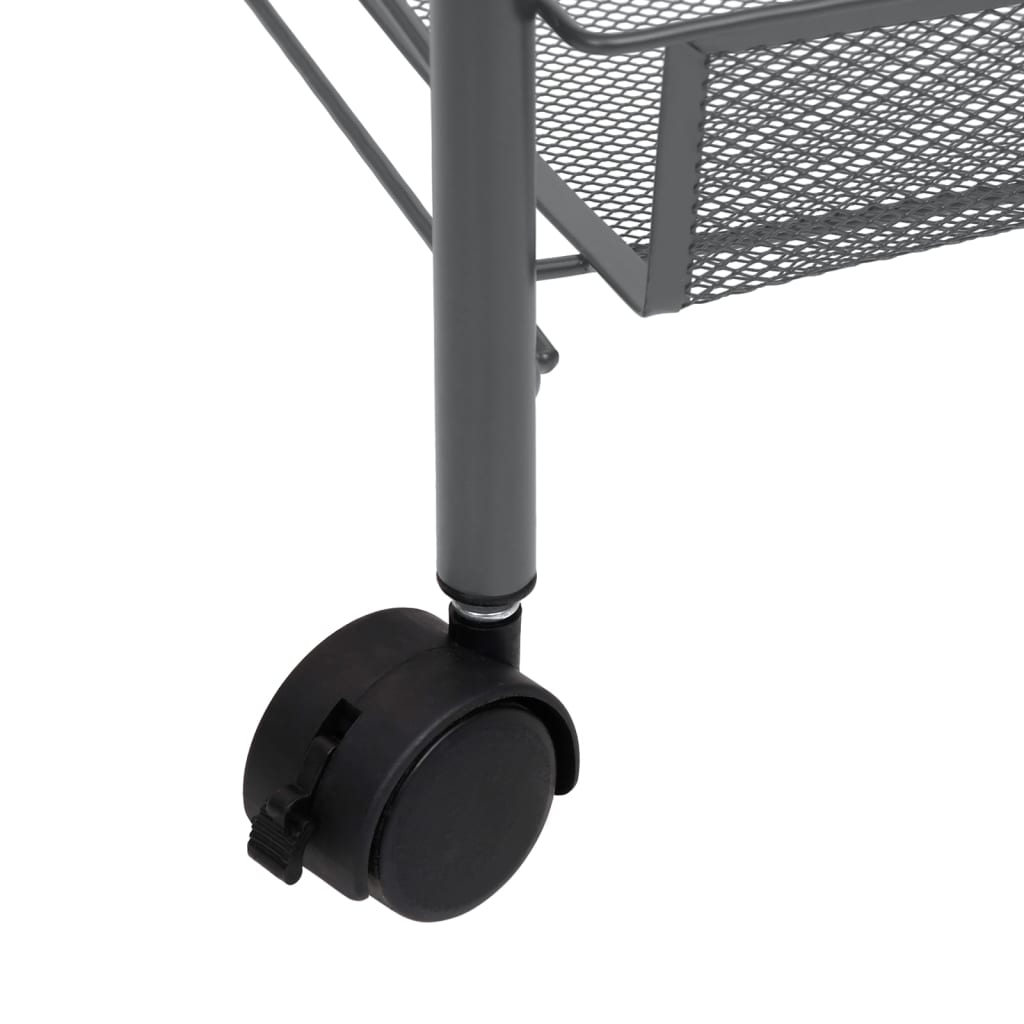 vidaXL 4-Tier Kitchen Trolley Gray 18.1"x10.2"x33.5" Iron