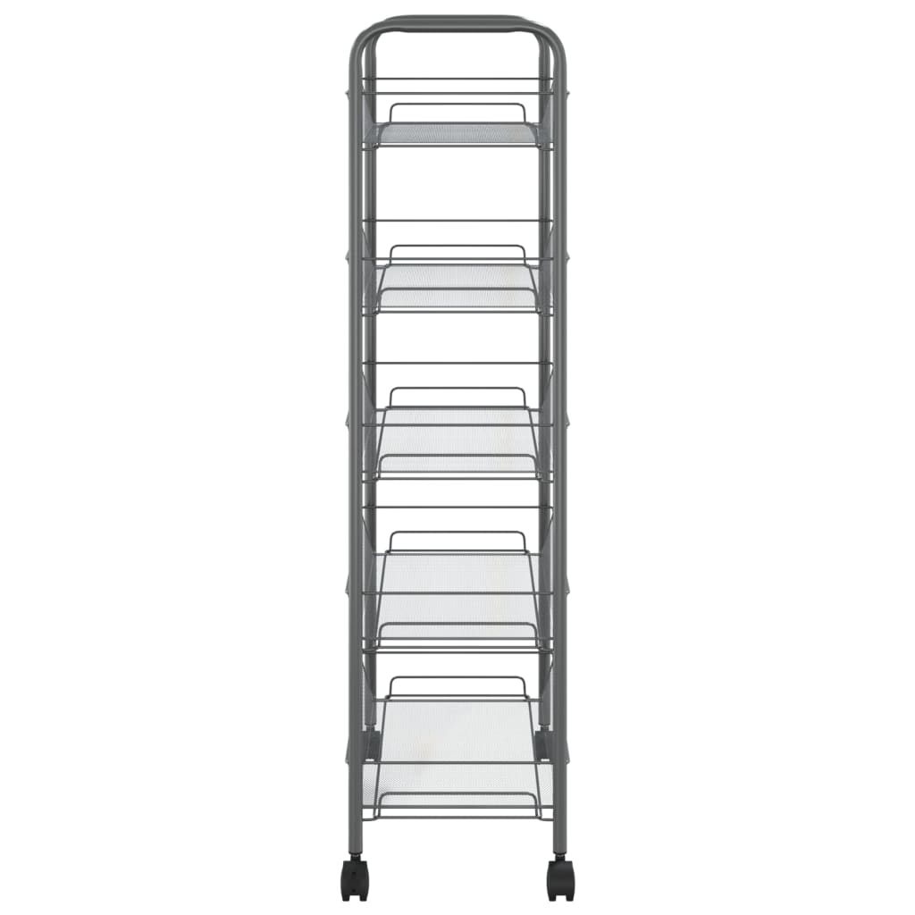 vidaXL 5-Tier Kitchen Trolley Gray 18.1"x10.2"x41.3" Iron