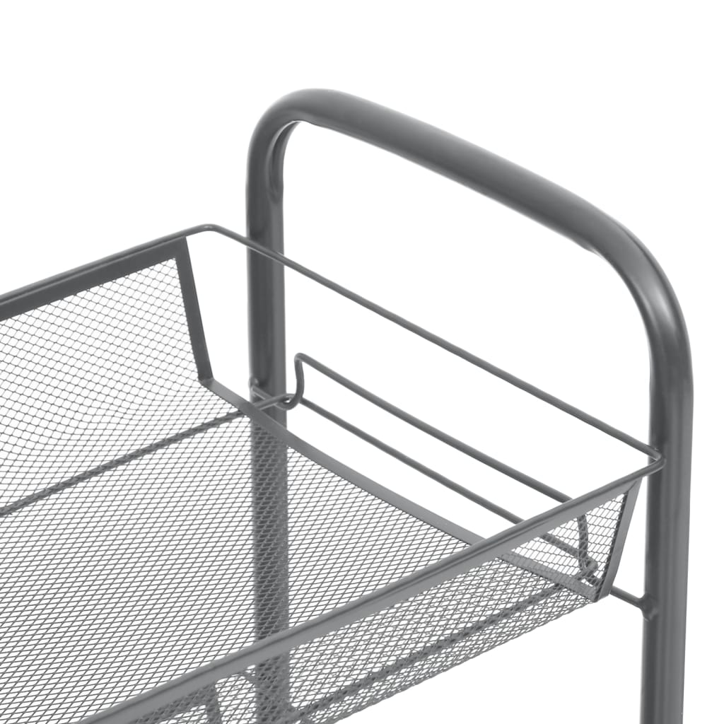 vidaXL 5-Tier Kitchen Trolley Gray 18.1"x10.2"x41.3" Iron