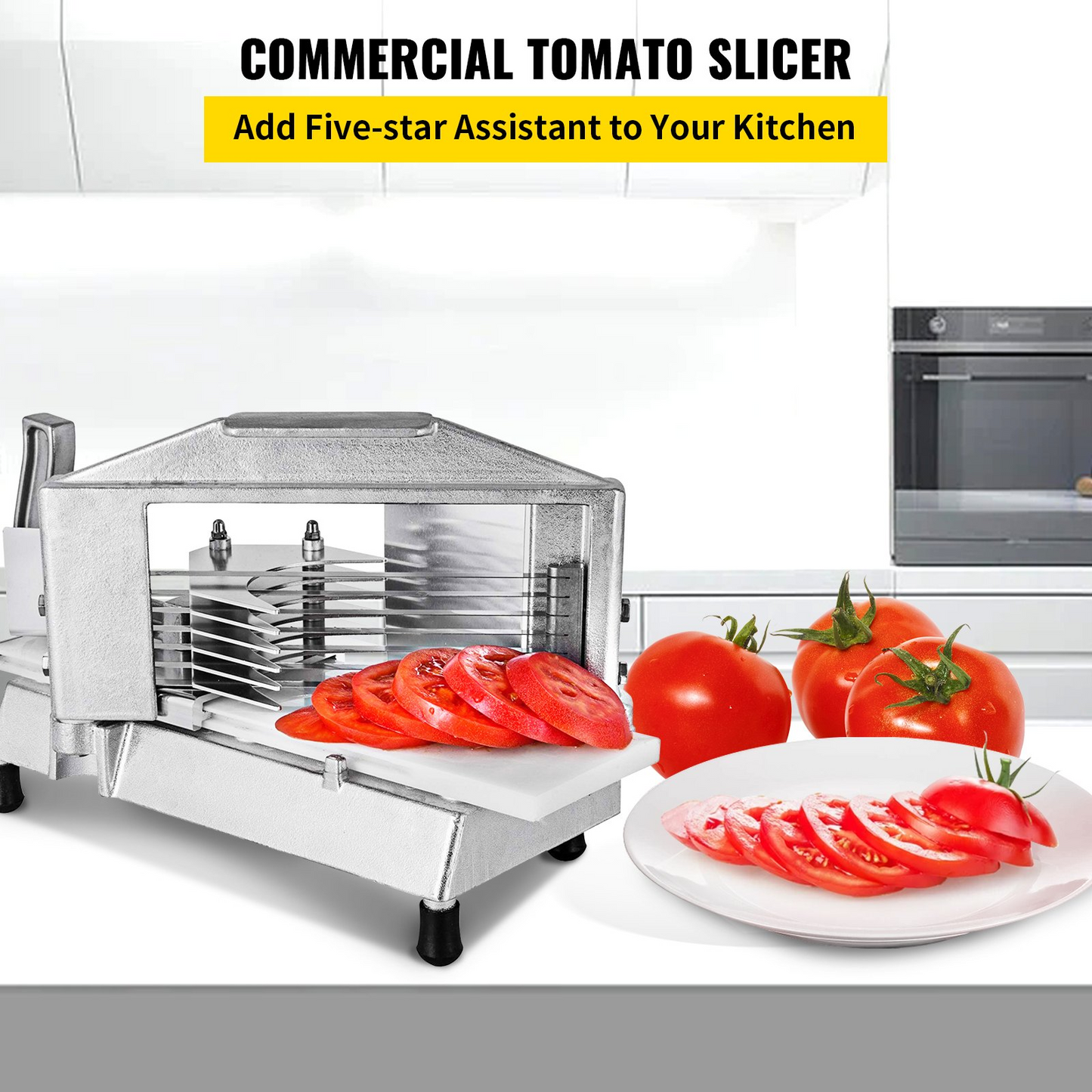 VEVOR Commercial Tomato Slicer 3/8" Heavy Duty Tomato Slicer Tomato Cutter with Built in Cutting Board for Restaurant or Home Use