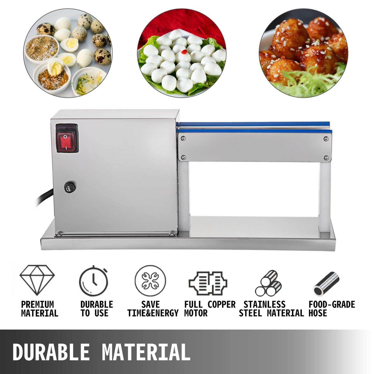 VEVOR Electric Quail Egg Peeler Machine, 50KG/H Commercial Quail Egg Sheller, 18W Semi-Automatic Quail Egg Peeling Machine, 110V Stainless Steel Processing Peeling Tool for Boiled Quail Egg