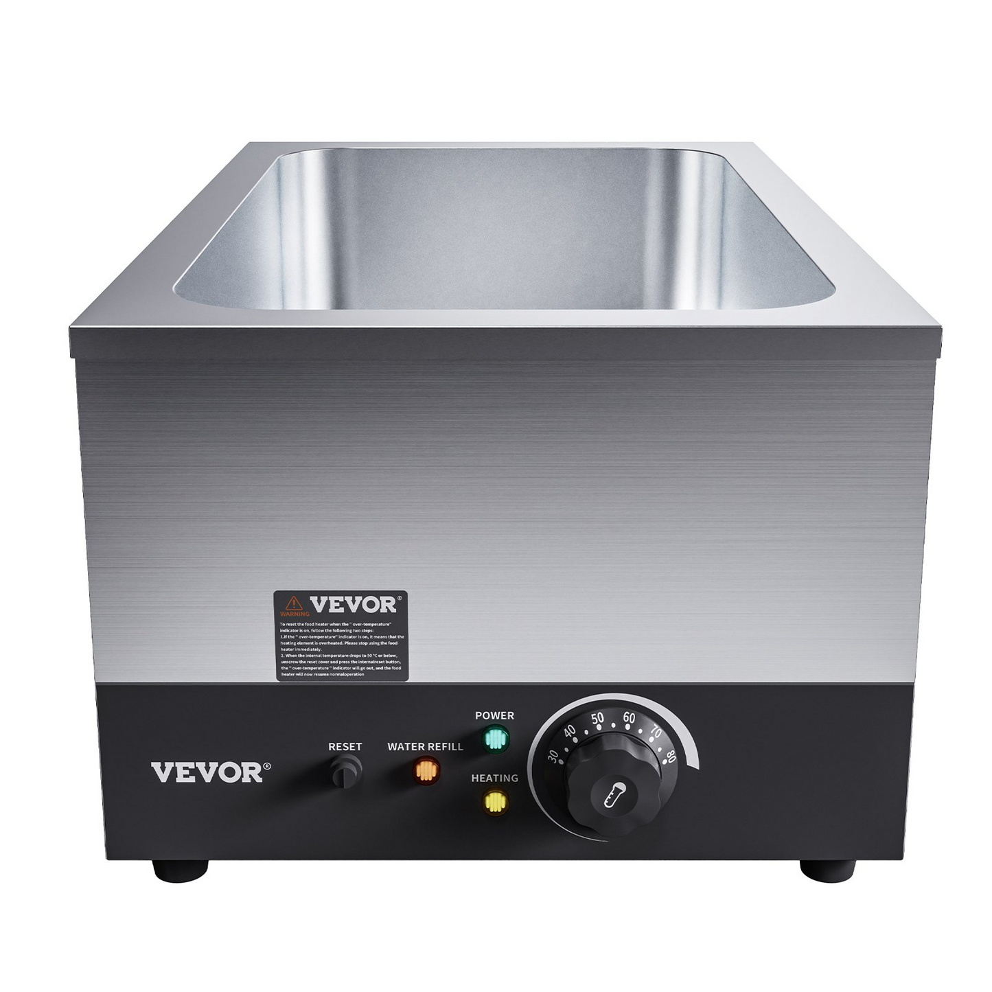 VEVOR Commercial Food Warmer 24QT Bain Marie 1200W Electric Buffet Warmer Soup Warmer Stove Steam Countertop Stainless Steel Container Temperature Control for Parties, Catering and Restaurant, Silver
