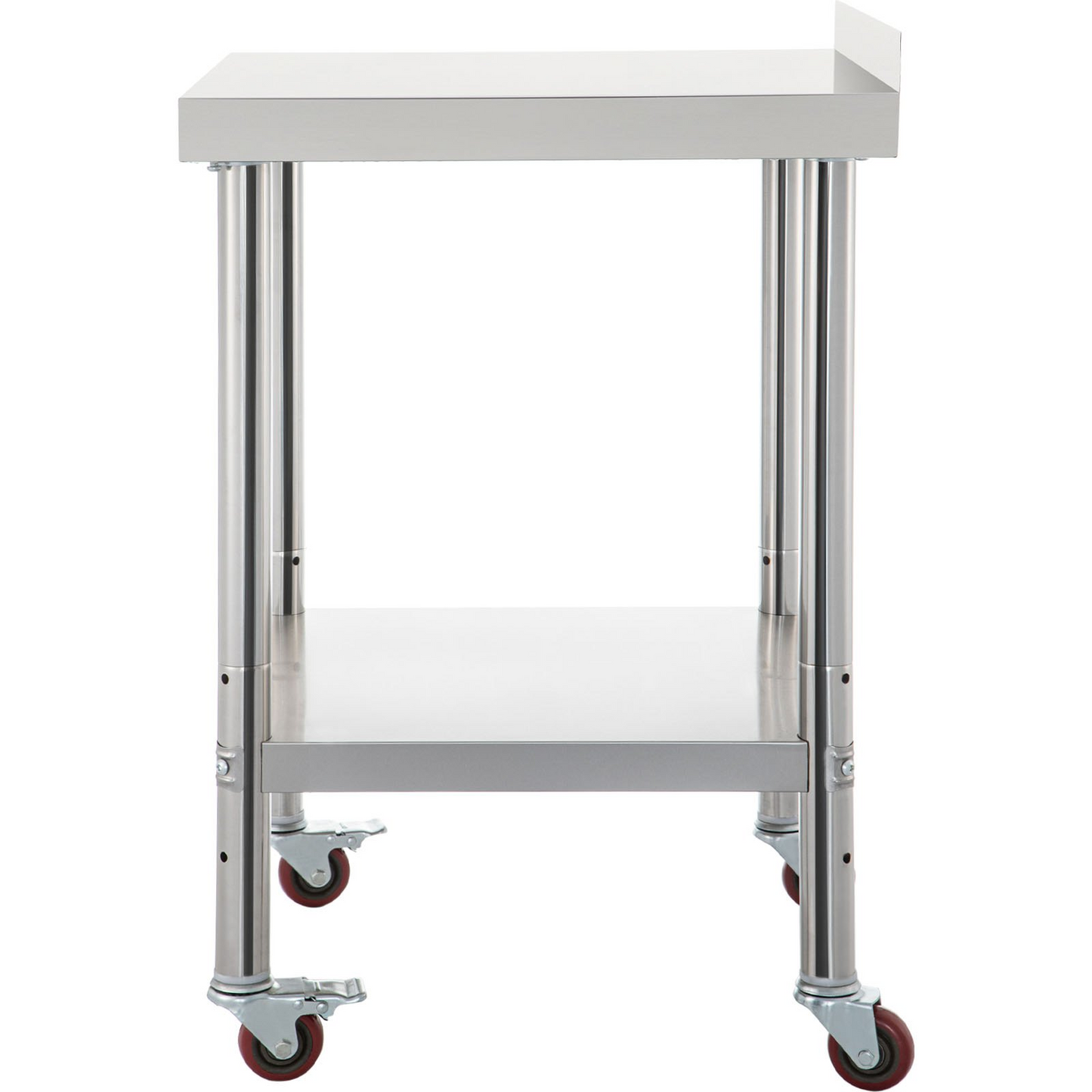 VEVOR Stainless Steel Prep Table, 24 x 24 x 35 Inch, 440lbs Load Capacity Heavy Duty Metal Worktable with Backsplash Adjustable Undershelf & 4 Casters, Commercial Workstation for Kitchen Restaurant