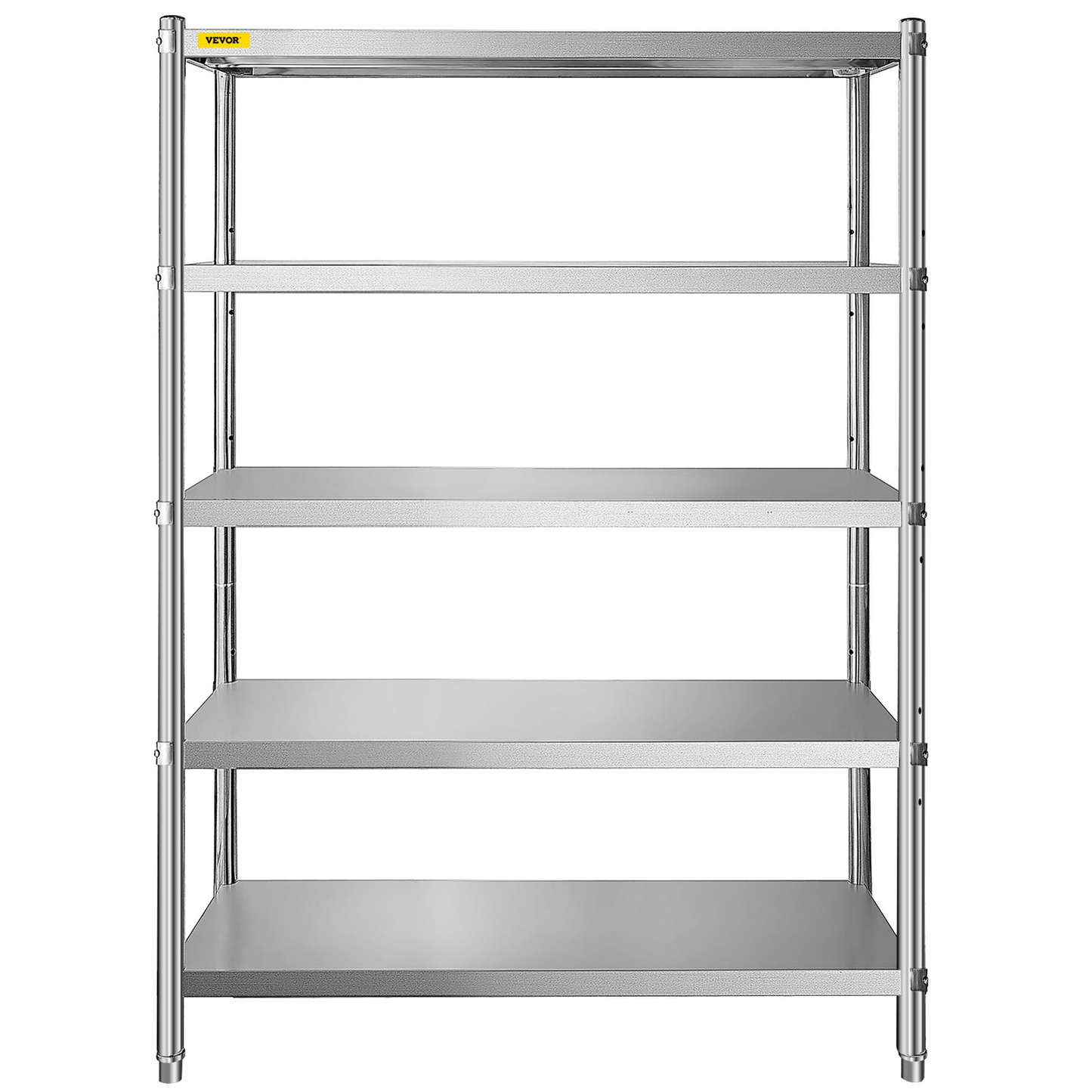 VEVOR Stainless Steel Shelves 47.5x18 Inch 5 Tier Adjustable Shelf Storage Unit Stainless Steel Rack Shelving Heavy Duty Shelving for Kitchen Commercial Office Garage Storage 330lb Per Shelf