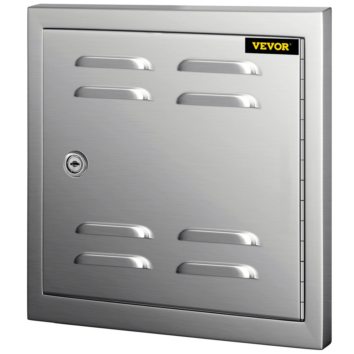 VEVOR Vented Access Door 12x12in Single Access Door with Vents, 304 Stainless Steel Outdoor Cooking Doors, Flush Mount Vented Utility Door with Lock, Beveled Frame Access for BBQ Island Grill Kitchen
