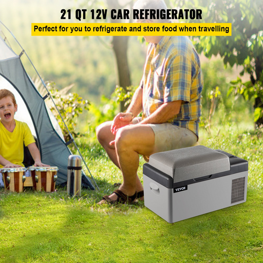 VEVOR Portable Refrigerator 21 Quart(20 Liter),12 Volt Refrigerator App Control(-4℉~68℉), Car Refrigerator Electric Compressor Cooler with 12/24v DC & 110-240v AC for Camping, Travel, Fishing, Outdoor or Home Use