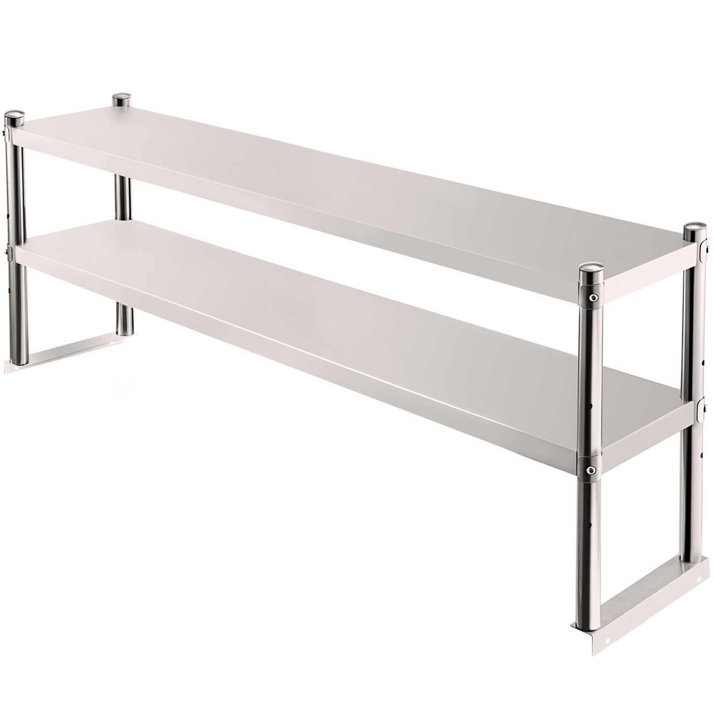 VEVOR Double Overshelf, Double Tier Stainless Steel Overshelf, 60 in. Length x 12 in. Width Double Deck Overshelf, Height Adjustable Overshelf for Prep & Work Table in Kitchen, Restaurant and Workshop
