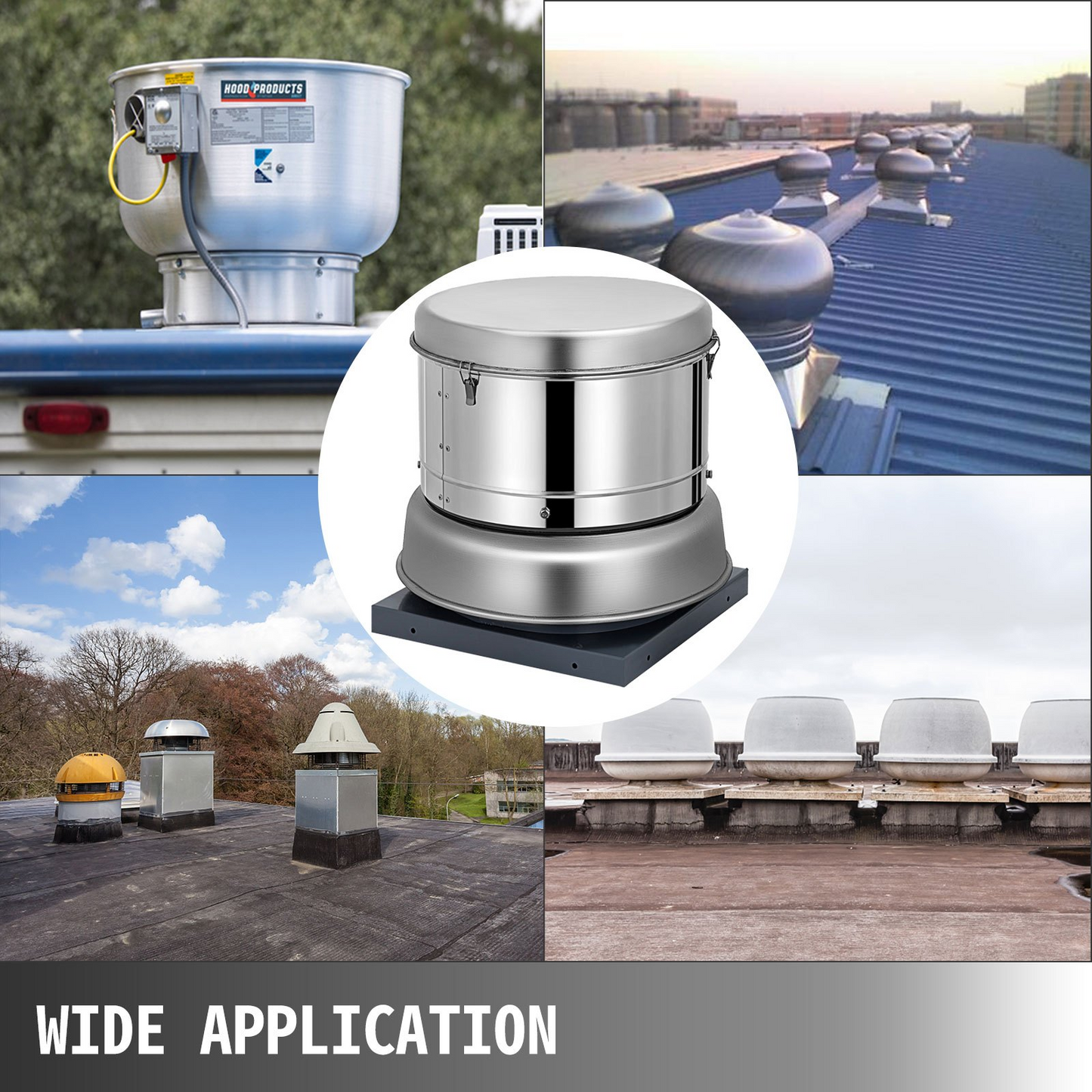 VEVOR 2400 CFM Roof Fan Up-blast Restaurant Exhaust Fan High Speed Direct Drive Up-blast Exhaust Fan 250W