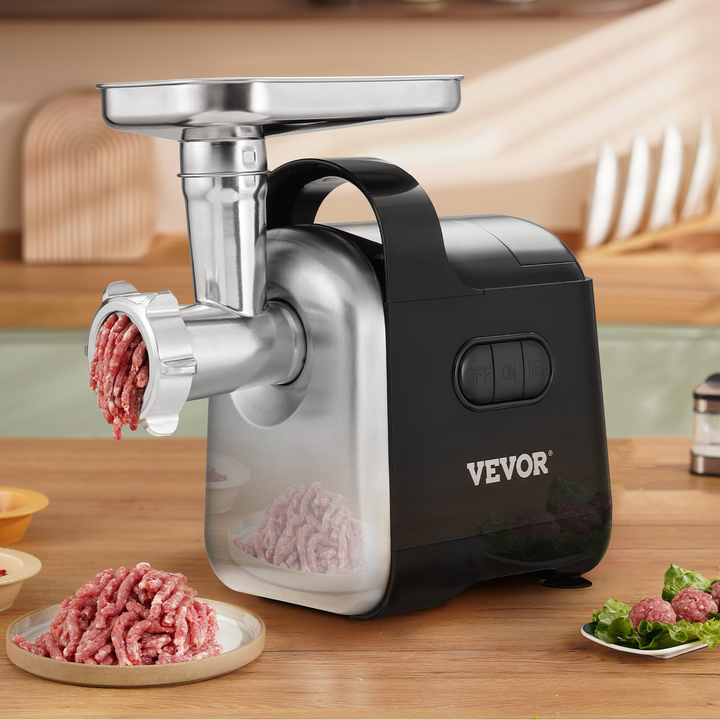 VEVOR Electric Meat Grinder, 6.6 Lb/Min, 550W(2200W MAX) Industrial Meat Mincer with 2 Blade, 3 Grinding Plates, Sausage Maker & Kubbe Kit ABS + Stainless Steel Commercial Meat Grinder, ETL Listed