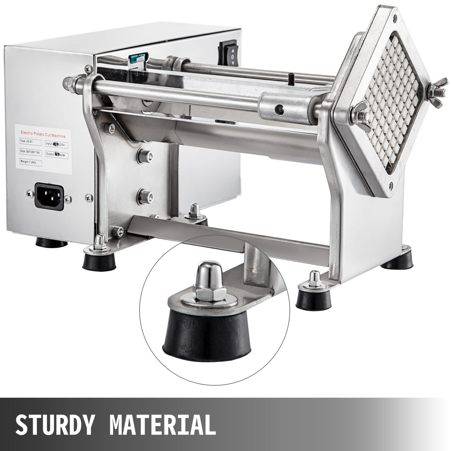 VEVOR Electric French Fry Cutter with 6mm 9mm 13mm and 8-Wedge Blade Potato Chip Cutter Machine 110V 40W Stainless Steel Electric Potato Cutter Horizontal