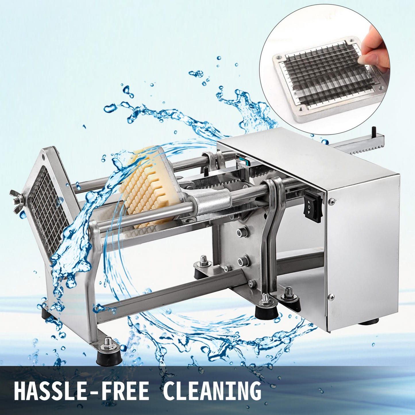 VEVOR Electric French Fry Cutter with 6mm 9mm 13mm and 8-Wedge Blade Potato Chip Cutter Machine 110V 40W Stainless Steel Electric Potato Cutter Horizontal