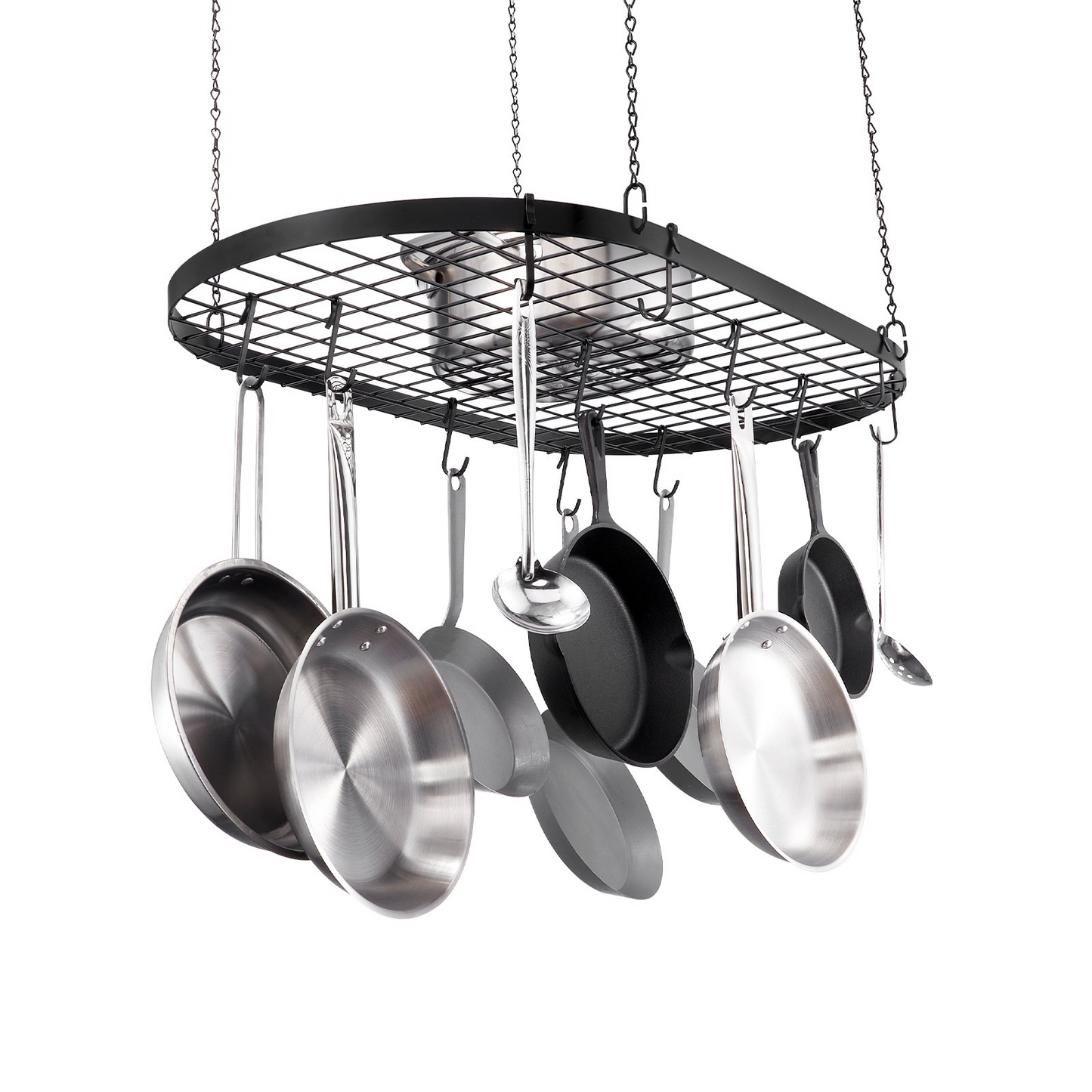 VEVOR Hanging Pot Rack, 32 inch Hanging Pot Rack Ceiling Mount, Ceiling Pot Rack with 12 S Hooks, 80 lbs Loading Weight, Ideal for Home, Restaurant, Kitchen Cookware, Utensils