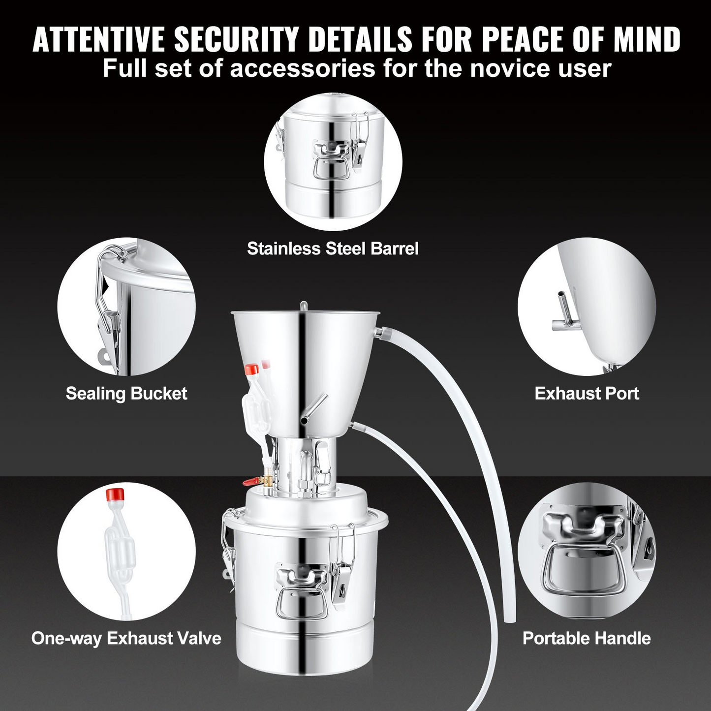 VEVOR 18 Gal Alcohol Distiller Machine Brewing Equipment DIY Whiskey Home Still