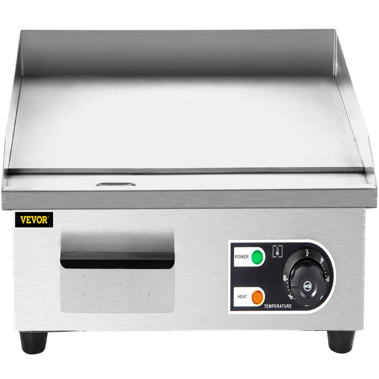 VEVOR 14" Electric Countertop Flat Top Griddle 110V 1500W Non-Stick Commercial Electric Griddles Restaurant Teppanyaki Grill Stainless Steel Adjustable Temperature Control 122°F-572°F, Sliver