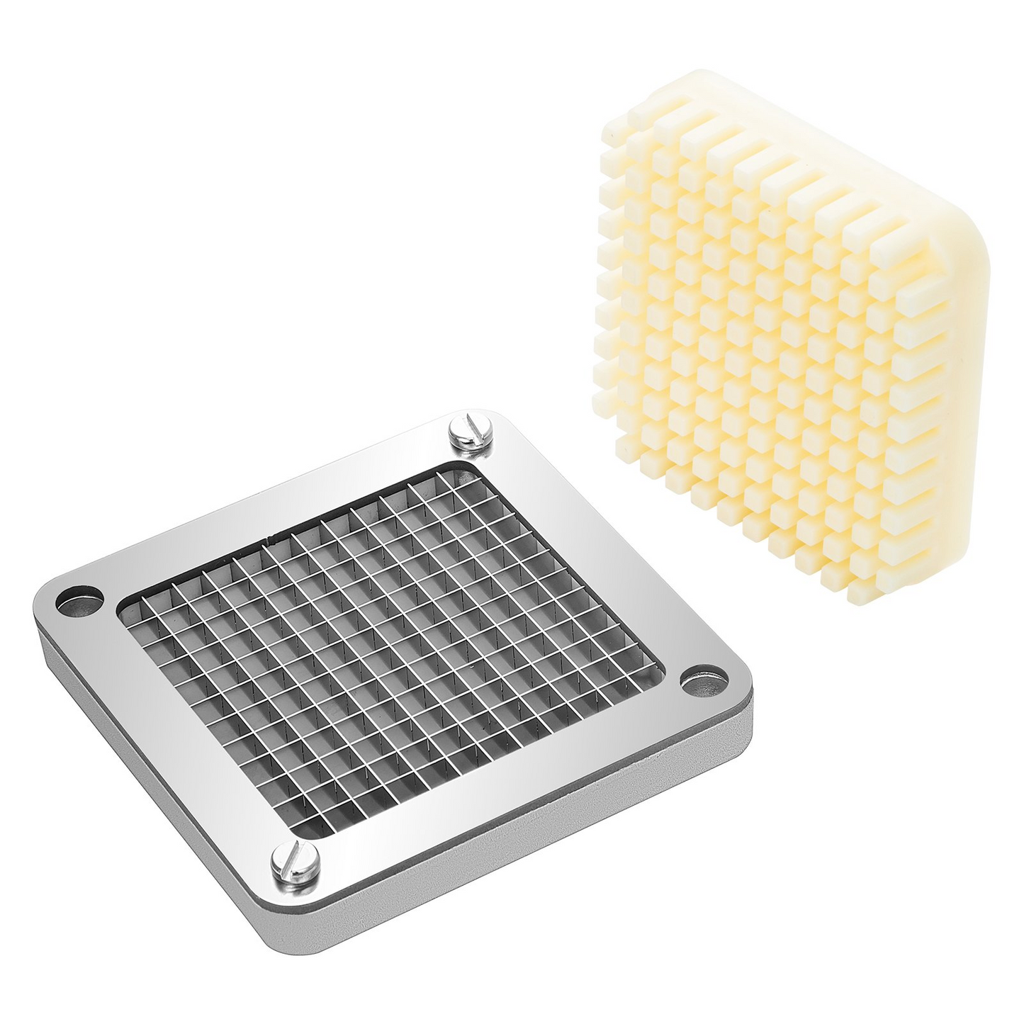 VEVOR Replacement Chopper Blade, 1/4 inch, 3 PCS French Fry Blade Assembly with 6 Extra Knives, Stainless Steel Dicer Parts and Push Block for Cutting Potatoes Carrots Onions Cucumbers Mushrooms