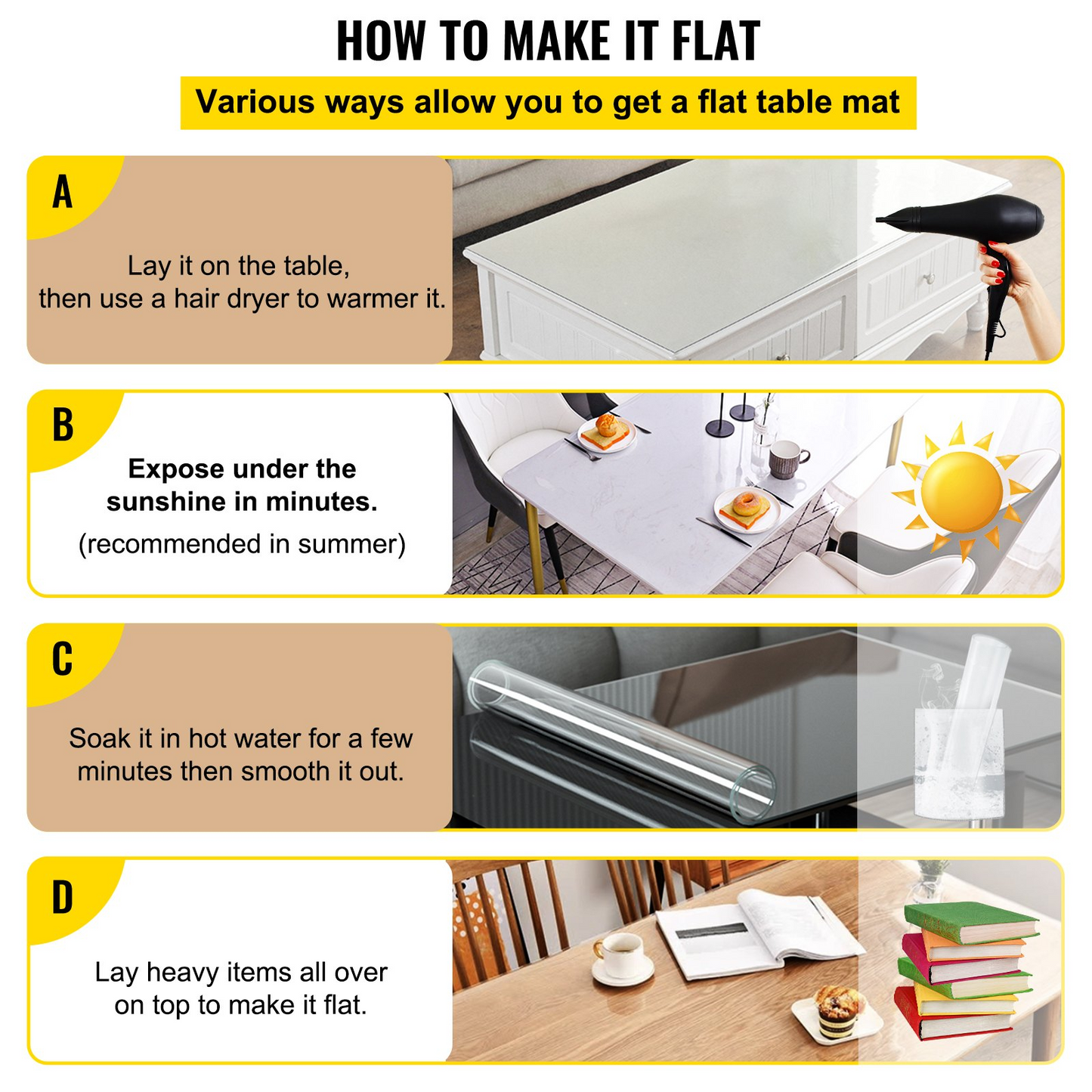 VEVOR Plastic Table Cover 24 x 60 Inch, 1.5 mm Thick Clear Table Protector, Rectangle Clear Desk Mat, Waterproof & Easy Cleaning for Office Dresser Night Stand