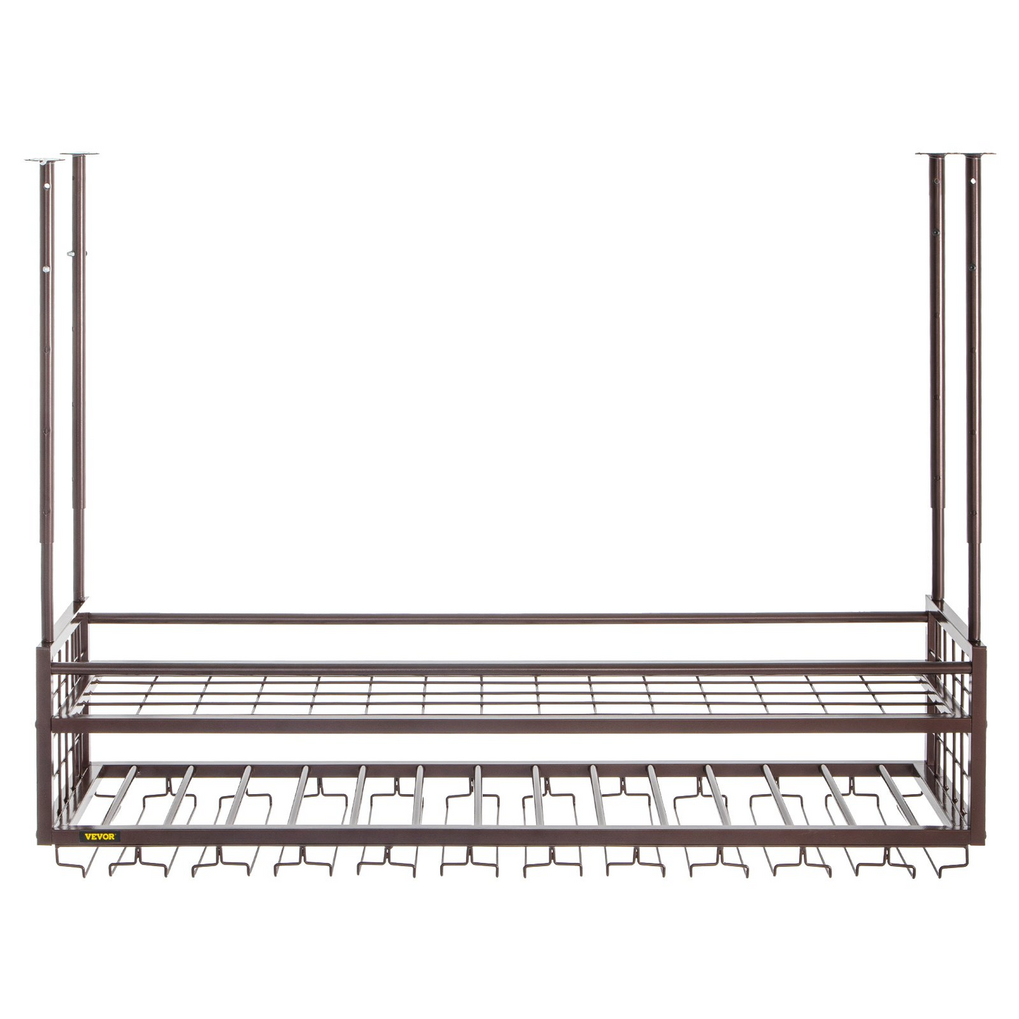 VEVOR Ceiling Wine Glass Rack, 46.9 x 11.8 inch Hanging Wine Glass Rack, 18.9-35.8 inch Height Adjustable Hanging Wine Rack Cabinet, Coppery Wall-Mounted Wine Glass Rack Perfect for Bar Cafe Kitchen