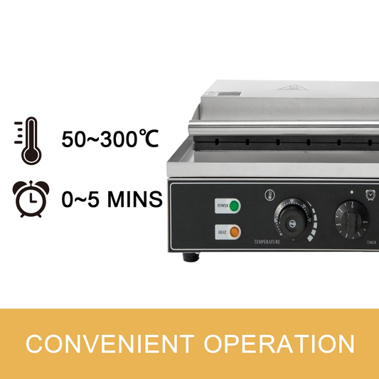 VEVOR Commercial Rectangle Waffle Maker 10pcs Nonstick Electric Waffle Maker Machine Stainless Steel 110V Temperature and Time Control Heart Waffle Maker Suitable for Restaurant Snack Bar