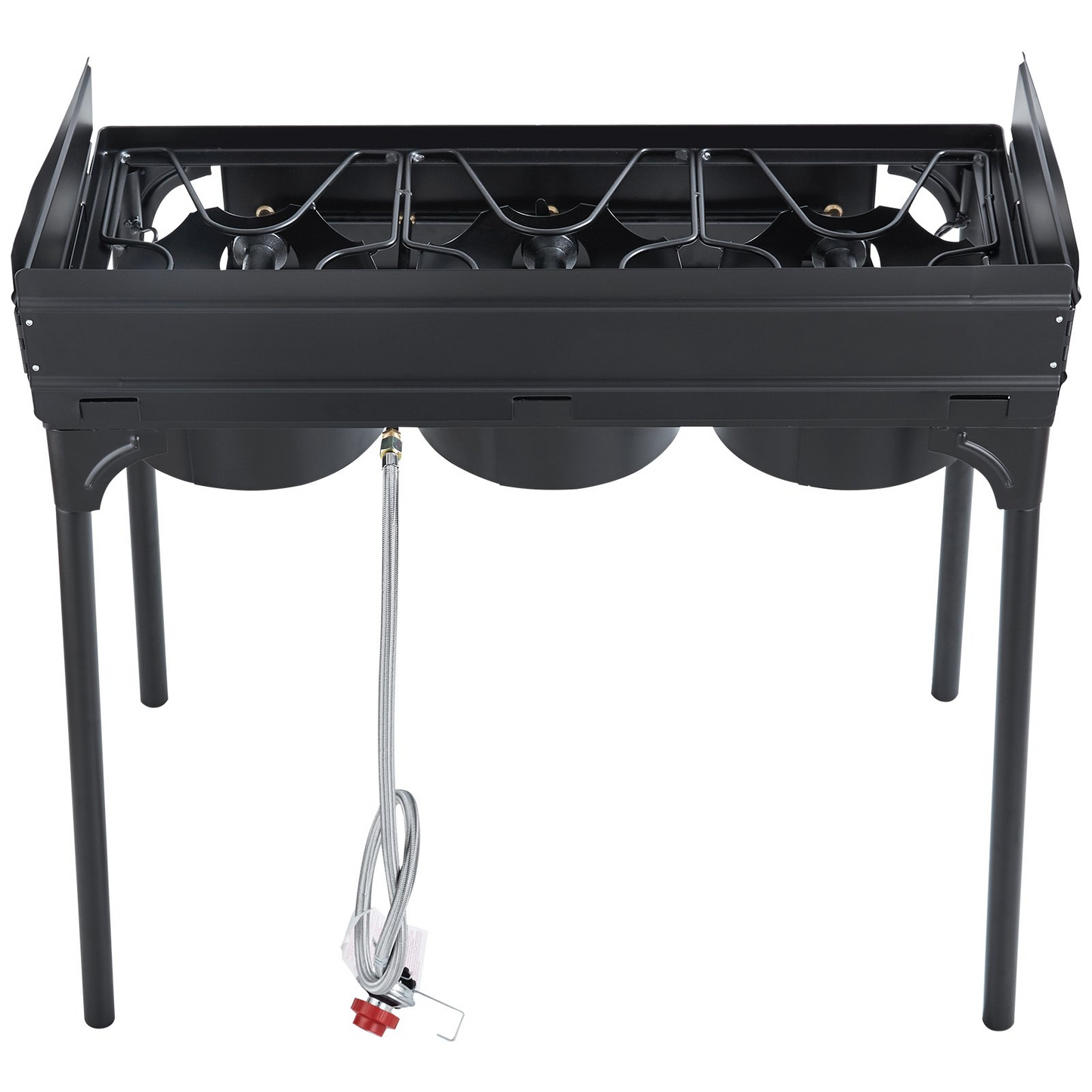 VEVOR Triple Burner Outdoor Camping Stove, 90,000-BTU Camping Modular Cooking Stove, Heavy Duty Carbon Steel Gas Cooker with Detachable Legs Stand & PSI Regulator, for BBQ Home Camp Patio RV Cooking