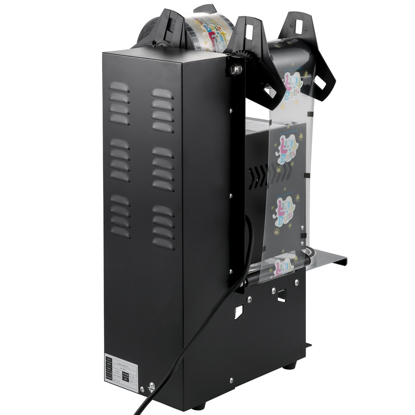 VEVOR Semi-automatic Cup Sealing Machine, 300-500 Cup/h Tea Cup Sealer Machine, Black Boba Cup Sealer Machine, 90/95mm Cup Diameter Boba Cup Sealing Machine with Control Panel for Bubble Milk Tea