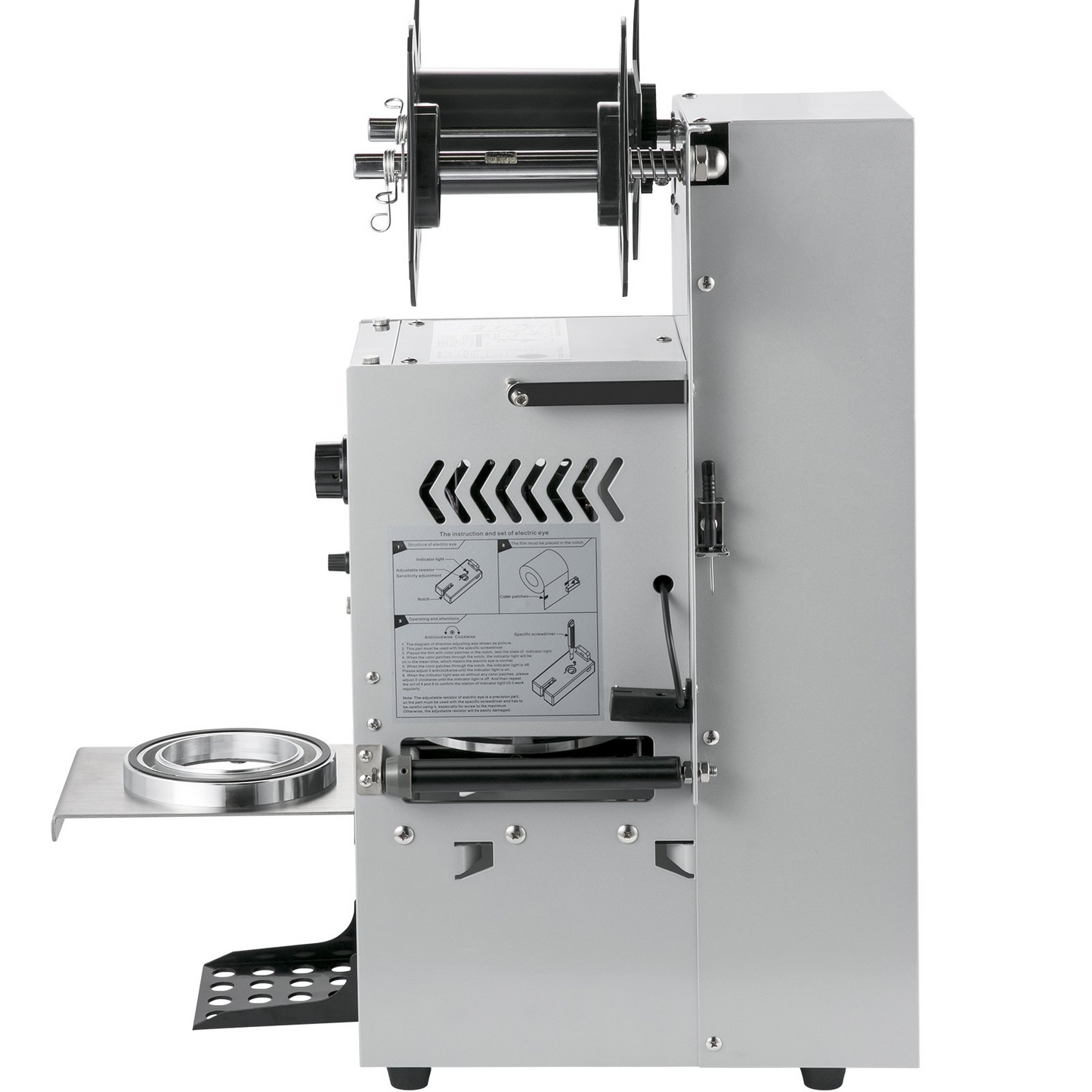 VEVOR Semi-automatic Cup Sealing Machine, 300-500 Cup/h Tea Cup Sealer Machine, Silver Boba Cup Sealer Machine, 90/95mm Cup Diameter Boba Cup Sealing Machine with Control Panel for Bubble Milk Tea