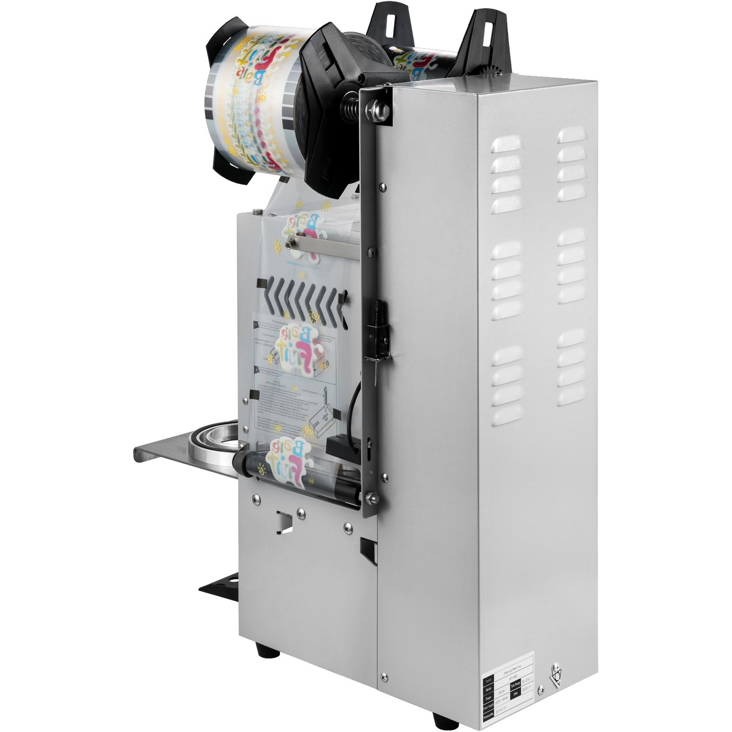 VEVOR Semi-automatic Cup Sealing Machine, 300-500 Cup/h Tea Cup Sealer Machine, Silver Boba Cup Sealer Machine, 90/95mm Cup Diameter Boba Cup Sealing Machine with Control Panel for Bubble Milk Tea