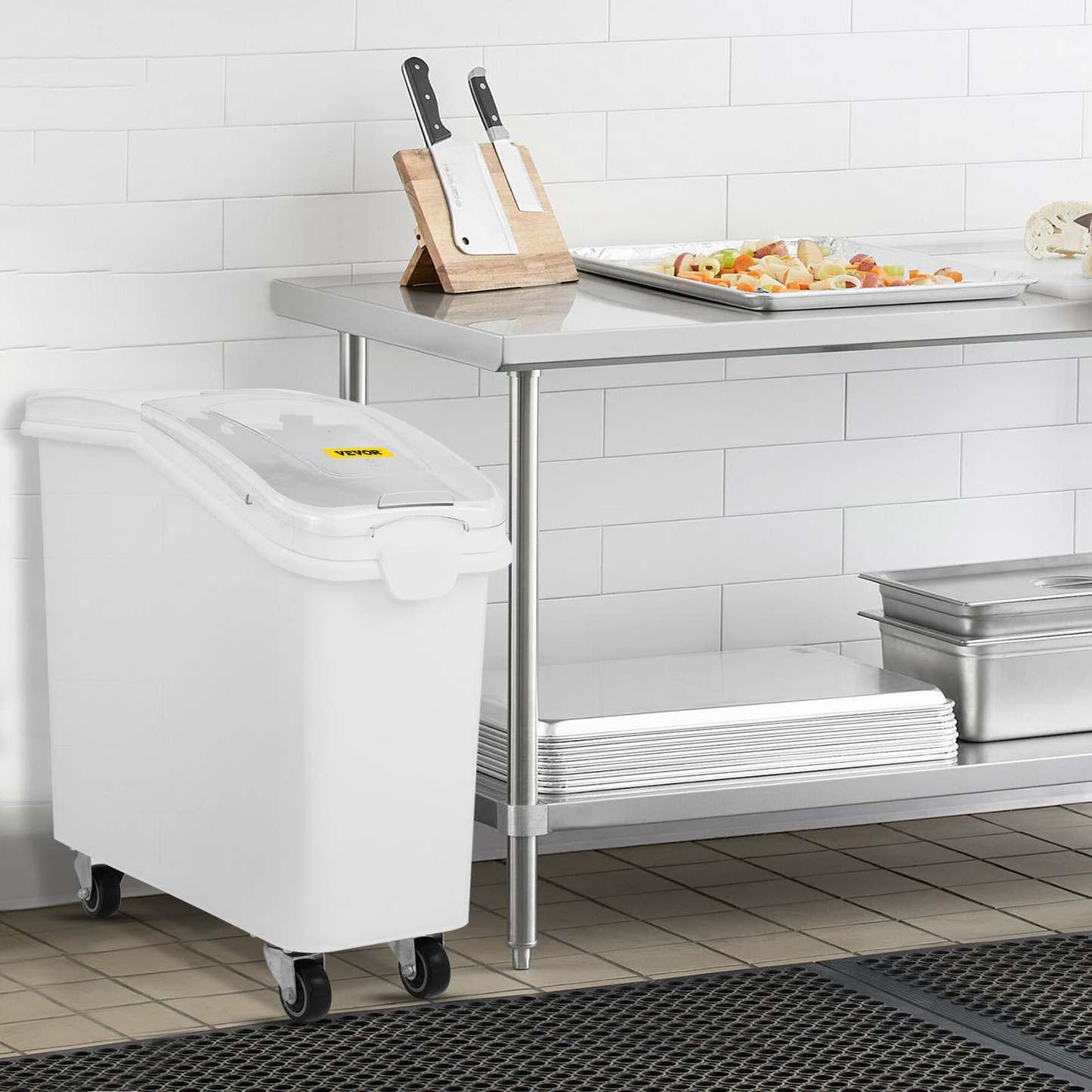 VEVOR 21 Gallon Ingredient Bin with Scoop 400 Cup Ingredient Bin with Sliding Lid Commercial Food Storage for Kitchen