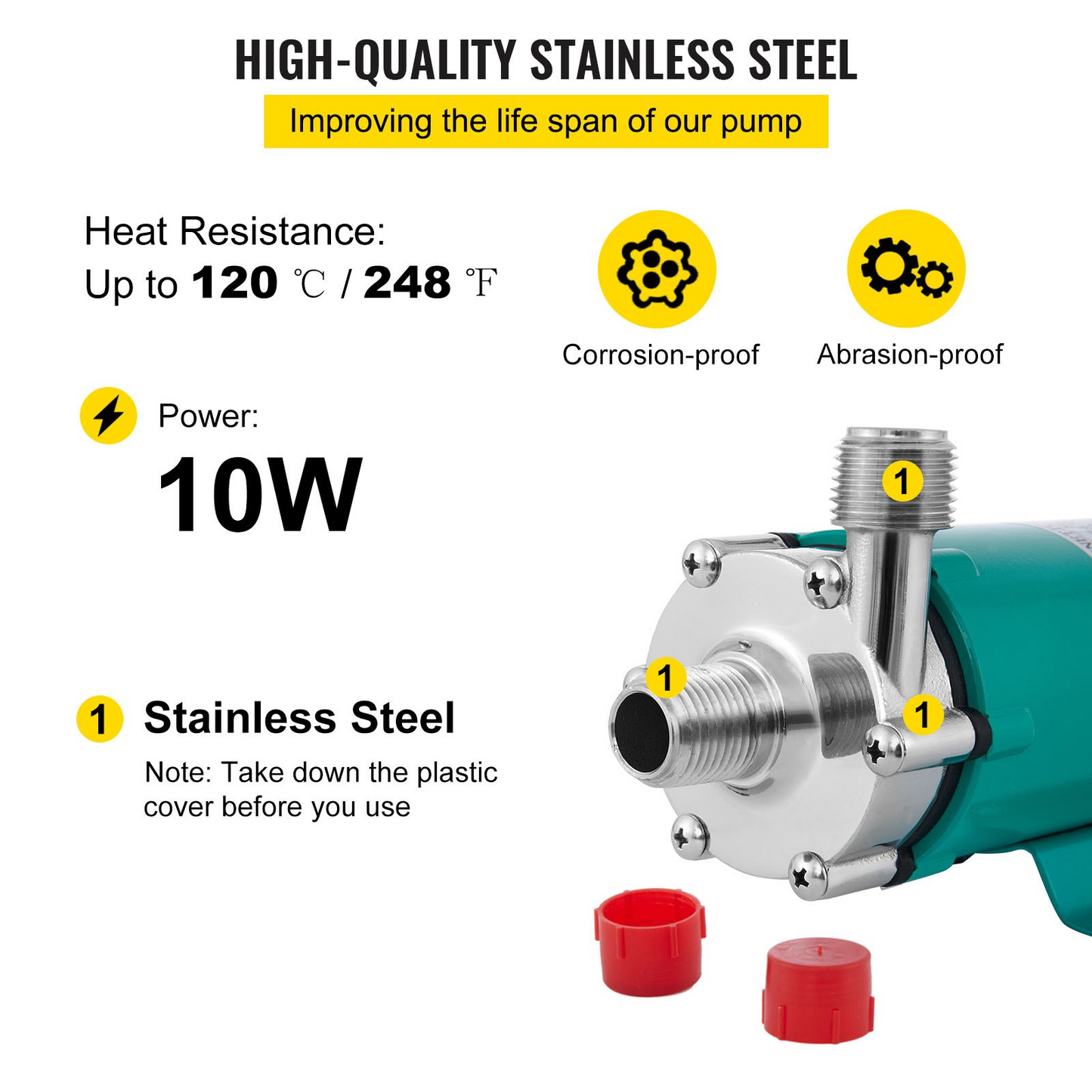 Magnetic Brewing Beer Pump With Food Grade Stainless Steel Head 1/2 Inch MPT