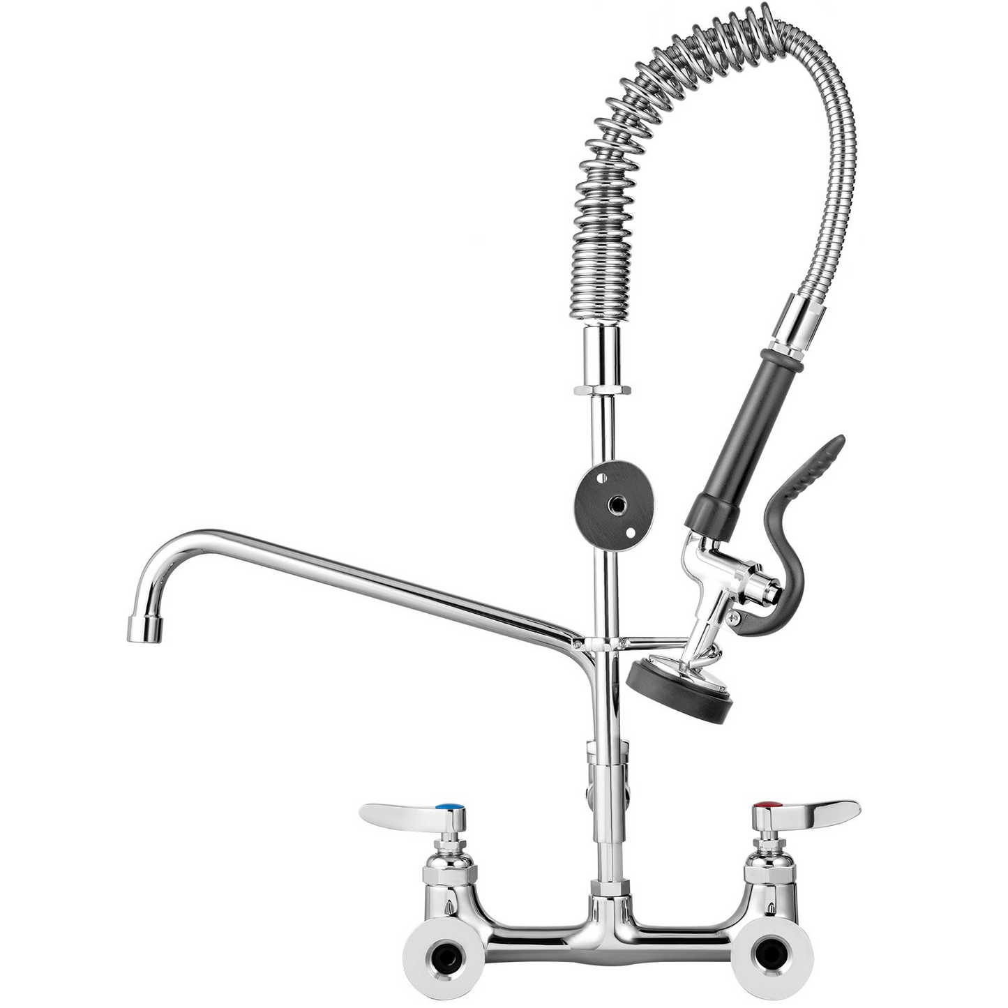 VEVOR Commercial Faucet Pre-Rinse with Sprayer, 8" Adjustable Center Wall Mount Kitchen Faucet with 12" Swivel Spout, 36" Height Compartment Sink Faucet for Industrial Restaurant, Lead-Free Brass